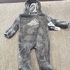 Gray Dinosaur Hooded Kids One Piece